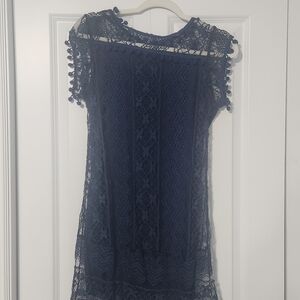Elegant Navy Lace Dress